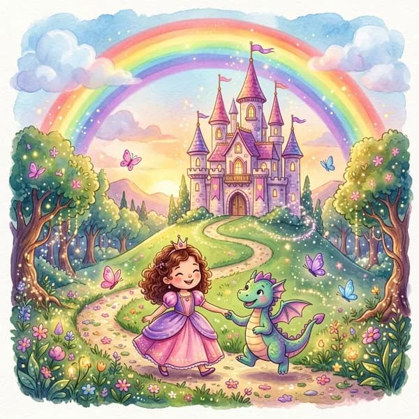 Ilustración de un cuento de hadas infantil personalizado